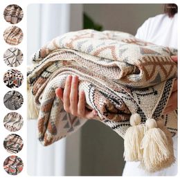 Blankets LEVIVEl Soft Tassel Knitted Plush Blanket Boho Tapestry Nordic Crochet Bed Cover Throw For Sofa Covers And Living Room