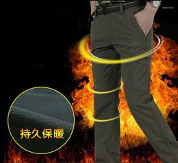 Men's Pants Men's Fleece Tactical Winter Thicken Warm Cargo Pant Military SoftShell Work Trousers Ripstop Fabric Waterproof 4XL