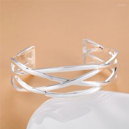 Bangle Pure Silver 925 Bracelets For Women Adjustable Wrist Cuff Bangles Wristband Pulseira Femme Wedding Bridal Jewellery Bijoux