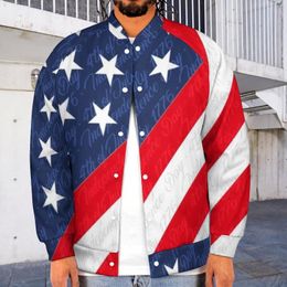 Men's Jackets USA Flag Baseball Jacket 4th Of July Independence Day Trendy Print Varsity Males Cold Coats