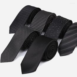 Bow Ties Q 6cm Classic Men's Casual Slim Polyester Woven Party Neckties Black Dot Fashion Mens Business Bowtie Wedding Striped Tie