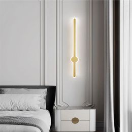 Wall Lamps Modern Minimalist 3 Colour Switch LED Light 62 82 102CM 220V 110V Bedside Copper Long Lamp Nordic Luxury Style Sconce