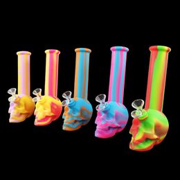 Smoking hookahs silicone skull shape two segments water pipes smoke dab rig hookah