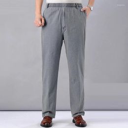 Men's Pants Men's Men High Waist Trousers Casual 2022 Linen Loose Cotton Summer Thin Elastic Business Office 5XL Plus Size