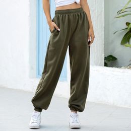 Women's Pants Women's & Capris Women Casual Loose Elastic Waist Sports Solid Color Sweatpants Baggy Ankle-length Trousers Black White