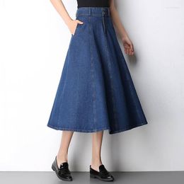 long denim maxi skirt Canada - Skirts Plus Size 4XL Long Denim Womens Autumn Fashion A-Line Maxi Jeans Skirt Jupe Femme Elegant High Waist Faldas C4870