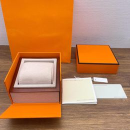 Watch Boxes Luxury High Grade HMS Orange Box PU Leather Storage Organiser For Automatic Logo Customization