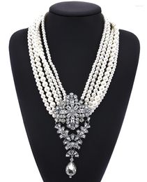 Choker BK Fashion Jewellery Resin Pearl Chain Acrylic Glass Crystal Chunky Statement Pendant Bib Necklace Woman Fancy Gift