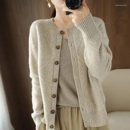 Women's Knits Spring Autumn Loose Large Size Sweater Ladies Twist Knit Jacket Solid Button Knitted Cardigan Sweter Vintagr Kimono