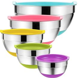 Bowls Stainless Steel Set 5PCS/SET Nesting Salad Mixing Bowl Fruit Vegetable Storage Container Cooking Tools