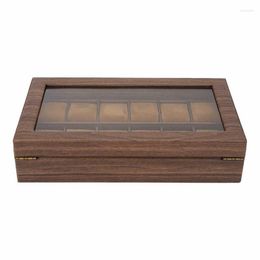 Watch Boxes Display Case Box Wood Grain Non Deform Protective Gift Soft With Large Window For Storage