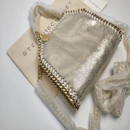 Designer Stella Mccartney Borsa Falabella Mini Tote Donna Metallic Sliver Nero minuscole Borse per la spesa Borsa da donna in pelle a tracolla gjhg