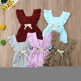 Rompers 2020 Newest Hot Newborn Baby Boys Girls Clothes Ruffle Solid Romper Jumpsuit Sleeveless Summer Outfit 024M J220922