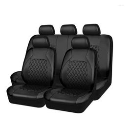 Car Seat Covers Full Set Universal PU Leather Diamond Lattice Quanlity Waterproof Automobile Protector Interior Accessories