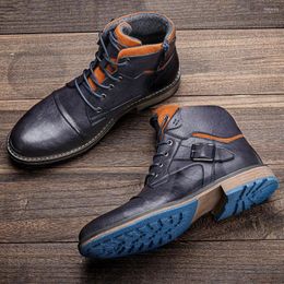 Boots Men Leather Size 39-48 British Royal Men's Autumn Footwear Wootten Brand Winter #AL603C4