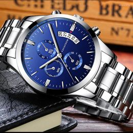 Wristwatches Top Luxury Men's Watches Fashion Watch Quartz Clock Stainless Steel Band Wristwatch 30M Waterproof Gifts For Men Reloj