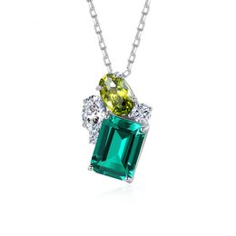 Exquisite romantic emerald gemstone S925 silver pendant necklace women jewelry Korean fashion temperament necklace wedding party