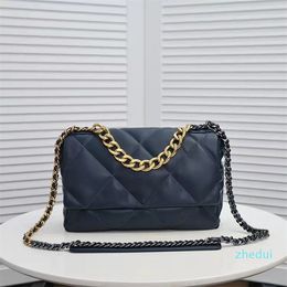 Designer Bag real leather Lambskin Solid Color Gold Metal Button Classic Quilted Plaid Adjustment Chain Shoulder Bag Luxury