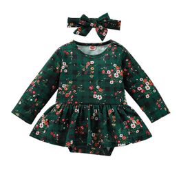 Rompers Baby Clothing Spring Autumn New Fashion Infant Toddler Girls Clothes Cotton Floral Print Long Sleeve Romper Jumpsuit Headband J220922