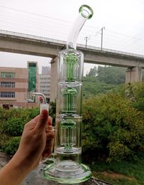 16 inch Green Glass Water Bong Hookahs with Tree Arm Perc Female 14mm Oil Dab Rigs Pipes for Smoking
