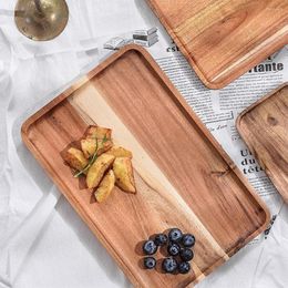 Flatware Sets Wooden Serving Tray Rectangle Tea Dessert Coffee Storage Dish For El Home Kitchen Dresser