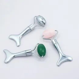 Mini Natural Jade Eye Massager Roller Double Head Face Massage Rollers with Cream Spoon Cosmetic Beauty Tools