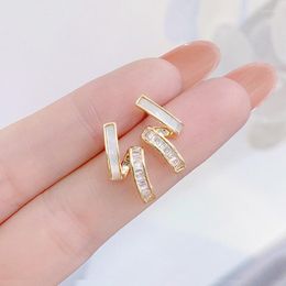 Stud Earrings Trendy Fashionable Curved Lines Geometric Women Earring Cubic CZ Charm Wedding Jewellery Pendant Accessories