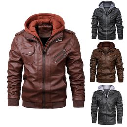 Men's Fur Faux Fur Men Leather Jackets Autumn Casual Motorcycle PU Jacket Biker Leather hoodie Coats Clothing z240606