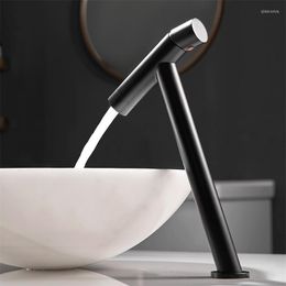 Bathroom Sink Faucets Black Copper Desk Mounted Tilt Basin Faucet Single Handle Switch Mixer Brass Tap Cold Accessories Water Kitchen Set