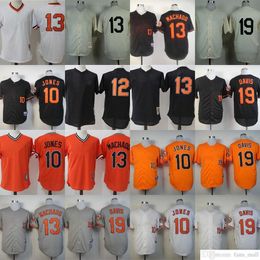 Mitchell and Ness Vintage Baseball 13 Manny Hado Jerseys NCAA Ed 19 Chris Davis 10 Adam Jones Breathable Sport White Black Pullover Grey