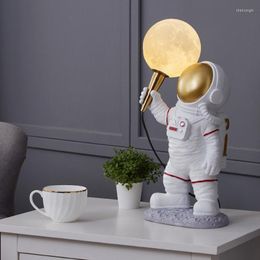 Table Lamps Nordic Astronaut Resin Lamp Creative Led Moon Planet Night Light Bedroom Children's Room Bedside Cartoon Decor