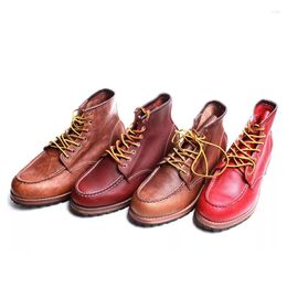 Boots Men Leather Vintage Style Ankle Lace Up Motorcycle Boot Fashion Casual Shoes Botas Hombre Boat Loafers