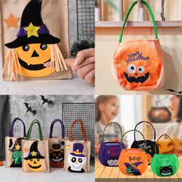 Halloween Party Gift Festival Supplies Candy Bag Skull Pumpkin Linen Material Unqiue Design Shape Colorful Handful Bags For Partys SJ2201 SJ2202