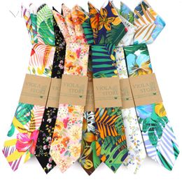 Bow Ties Fairy Tale Jungle Floral Bright Colourful Printed Necktie Pocket Square Set 6cm Cotton Tie Handkerchief Wedding Party Men Cravat