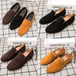 Men's Shoes Slip-on Casual Shoes Solid Color Nubuck Leather Shoelaces Car Stitching Decoration Fashion Big Size39-46