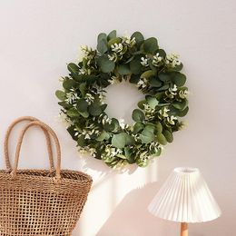 Decorative Flowers Door And Window Hanging Wreath Simulation Money Grass Ring Cross-border Home Furnishing Props Eucalyptus Leaf