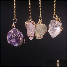 Charms Natural Amethyst Pendants For Charms Necklace Women Men Sweater Chain Lemon Quartz Stone Fluorit Diy Jewelry Making 5 5Jl K2B Dhgsp