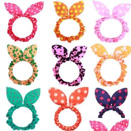 Hair Rubber Bands 100Pc Hair Rubber Bands Polka Dot Hairband Rabbit Ears Head Flower Gum Rope Elastic Tie Accessories Fo Dhseller2010 Dh6Is