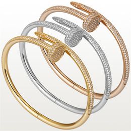 women crafts Canada - Nail Bracelet Designer Bracelets Star Diamond Bangle Fashion Luxury Jewelry For Women Titanium Steel Alloy Gold-Plated Craft Never308h