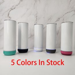 20oz Sublimation Bluetooth Speaker Tumbler Sublimation STRAIGHT Tumblers Wireless Intelligent Music Cups Stainless Steel Smart Water Bottle with Lids