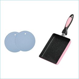 Mats Pads Tamagoyaki Pan Japanese Omelette Pink With 2Pcs Sile Mat For And Pot Blue Drop Delivery 2021 Home Garden Kitchen Dining B Dh6Qc