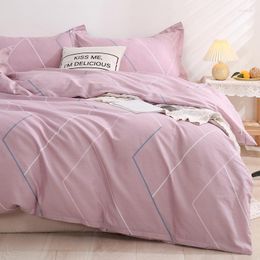 Bedding Sets Girls Pink Duvet Cover Set Simple Geometric Figure Soft Single Bed Flat Sheet Quilt Pillowcases Double Bedclothes