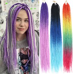 24 Inch Senegalese Twist Crochet Hair Synthetic Braids for Black Women Ombre Colour Hot Water Setting 30Strands/Pack LS23