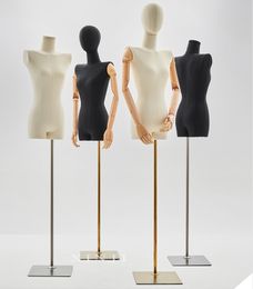 Fashion Mannequin Half Length Dummy Window Pendant Straight Shoulder Fabric Model Wooden Hand