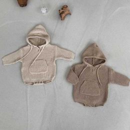 Rompers Boy Fashion Loose Sweaters Bodysuit Kid Knitting Solid Sweater Hoody Jumpsuit Simple Cotton Bodysuits One Piece J220922