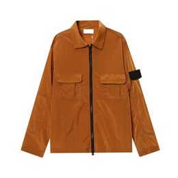jackets 23SS ISLAND Spring Compass Badge Sleeve Patched STONE Women Men Pocket Coat Streetwear Turn Down Collars Windbreaker coat 091603