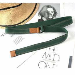 Belts Black Double-button Solid Colour High Quality Canvas Leather Belt For Student Jeans With Double-loop Punk Men And Women