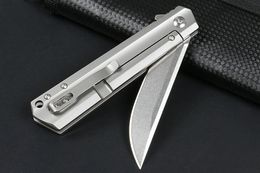 Promotion M6674 Flipper Folding Knife D2 Stone Wash Drop Point Blade CNC TC4 Titanium Alloy Handle Ball Bearing EDC Pocket Folder Knives with Nylon Bag