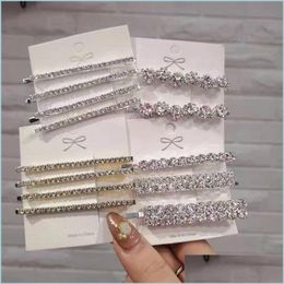Hair Clips Barrettes Rhinestone Hairpin Simple Style Temperament Clips Suit Headdress Girl Side Clip Drop Delivery 2021 Jewellery Hair Dhlxc