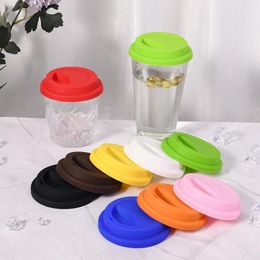 Drinkware Lid 9.5cm Silicone Cup Lid Reusable Porcelain Coffee Mug Spill Proof Caps Milk Tea Cups Cover Seal Lids RRE14436